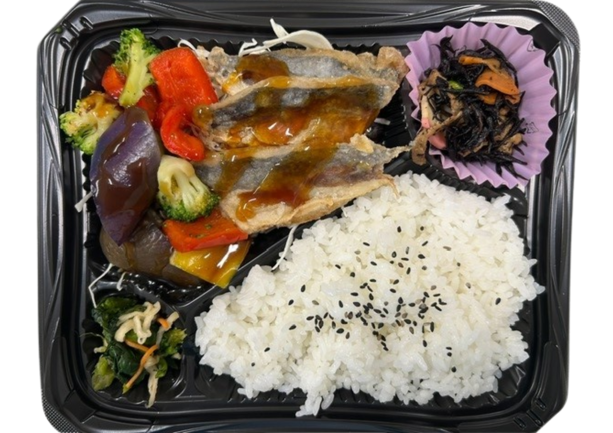 野菜たっぷりアジ竜田揚げ弁当
